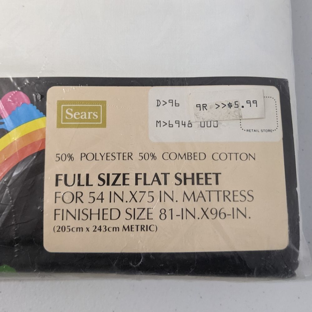Medley White Vintage Full Flat Sheet Sears Perma Prest Percale Cotton Blend New - Picture 3 of 7